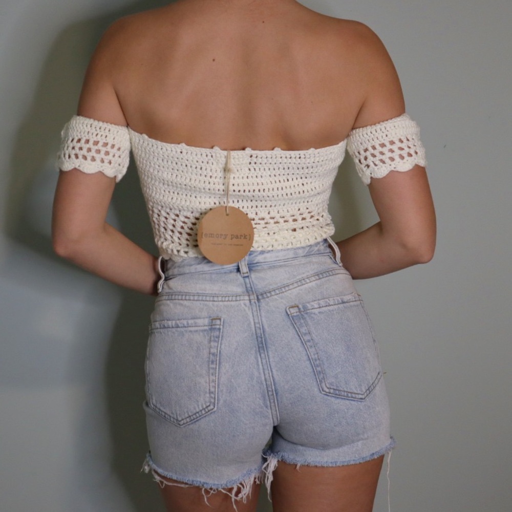 Crochet Mini Off the Shoulder Top - Picture 4 of 4